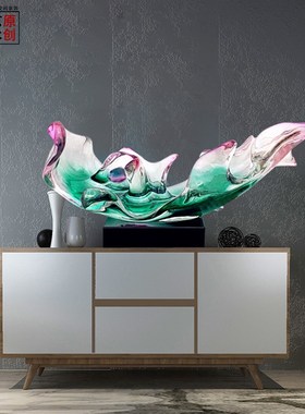 透明简约工艺品客厅仿琉璃抽象现代雕塑艺术品酒店室内桌面摆件