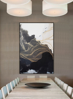 好货现代简约抽象线条晶瓷画客厅沙发背景墙样板房装饰画玄关走道