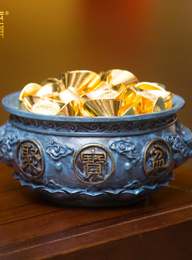 全铜聚宝盆摆件铜缸家居客厅办公室装饰品摆设公司乔迁开业礼品