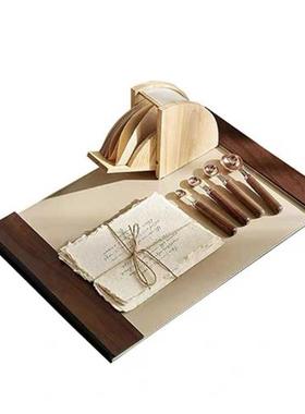 样板间书房桌面装饰品摆件皮写字板桌垫咖啡豆主题装饰书办公用品