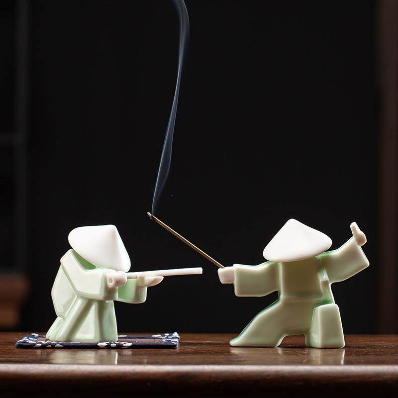 创意新中式陶瓷武士侠客桌面摆件家用线香插香器香熏香炉香托香盘,淘宝优惠券,粉丝福利购,淘宝优惠卷
