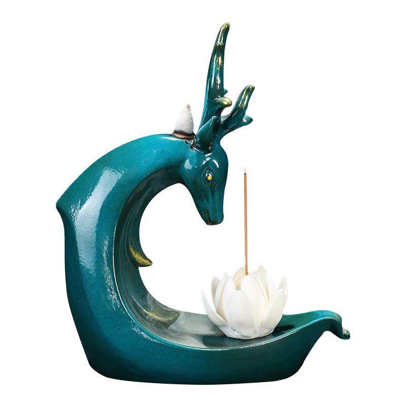 禅意招财鹿香薰炉家用客厅茶室檀香沉香炉陶瓷吉祥鹿倒流香炉摆件,淘宝优惠券,粉丝福利购,淘宝优惠卷