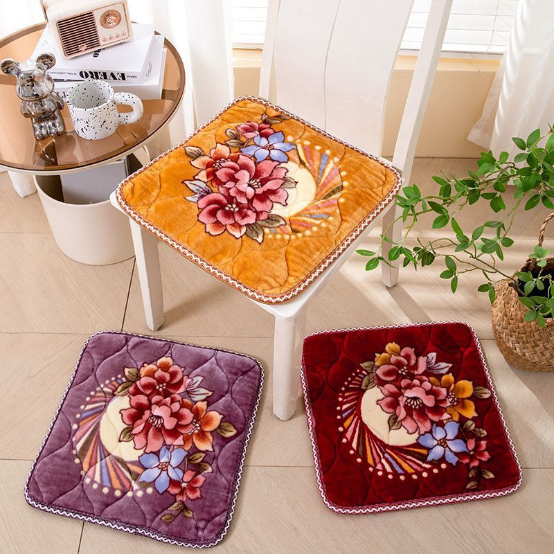 防滑毛绒坐垫加厚椅子办公室饭店餐椅座椅垫学生冬季沙发垫汽车垫 - 图1