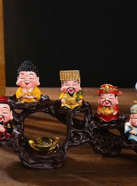6方神仙财神爷摆件创意装饰品玄关电视柜店铺开业乔迁招财礼品