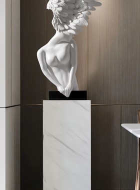 形舍创意艺术人物大型雕塑设计师落地侘寂风软装玄关大堂天使摆件