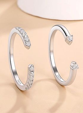 莫桑石排戒925纯银镀18k金