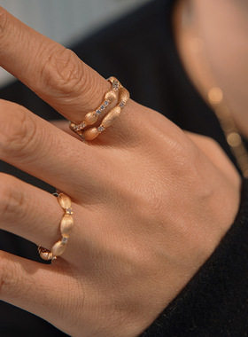 澄一珠宝・S925银镀金Vintage中古轻奢意大利拉丝戒指