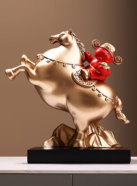 新中式摆件马上有钱件客厅酒柜电视柜软装饰品办公室摆设搬家礼物