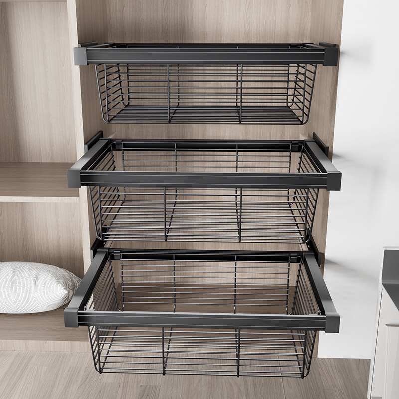 新品衣柜拉篮抽屉式抽拉篮伸缩裤架家用衣帽间拉篮内置收纳藤篮裤,淘宝优惠券,粉丝福利购,淘宝优惠卷