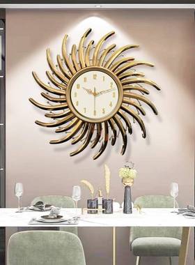 客厅网红钟表挂钟玄关家用静音时钟大气时尚轻奢金属挂墙壁挂时钟