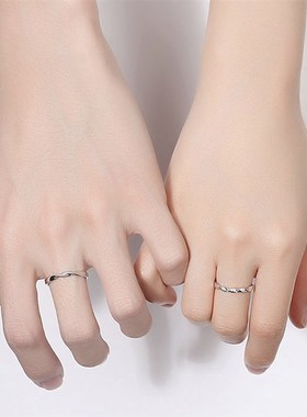 ERROR零误差坠入爱河莫比乌斯环镶锆石情侣戒指波纹设计925开口戒