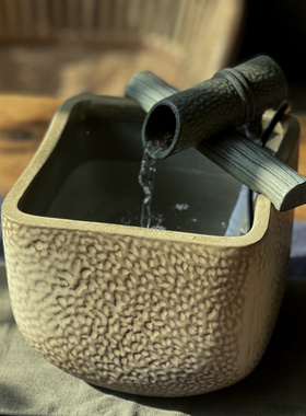 桌面小型流水摆件循环水日式茶室摆设装饰品侘寂风摆件家居饰品