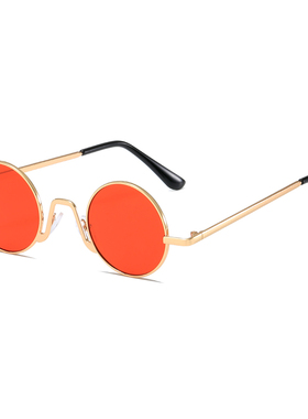 新款圆形太阳眼镜复古潮男嘻哈婚礼伴郎抖音太阳眼镜女港风古典太