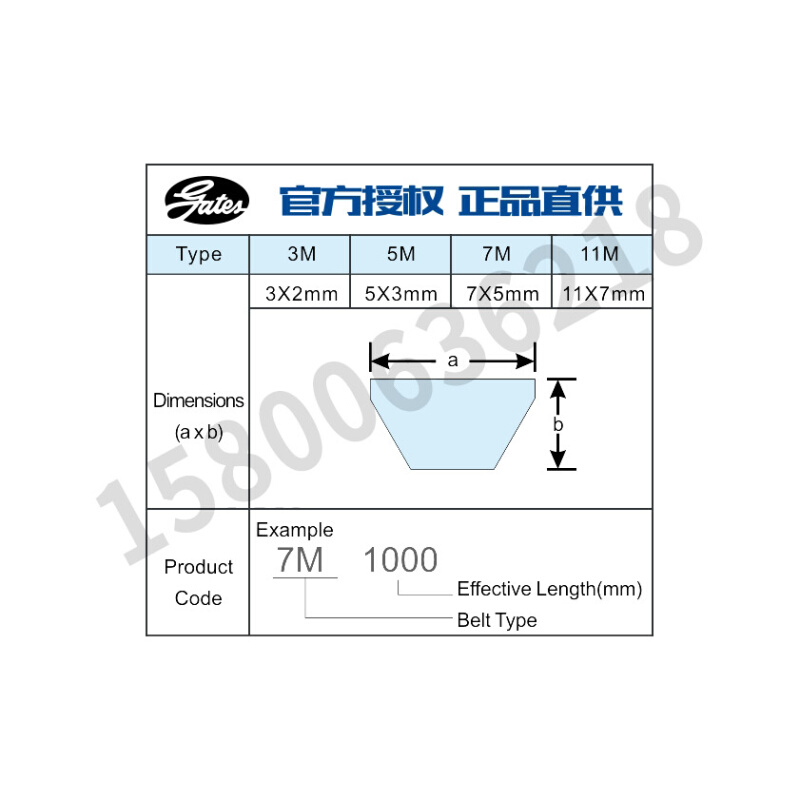 。美国盖茨GATES POLYFLEX 广角带5M615 5M630 650 670 690 710 7 - 图1