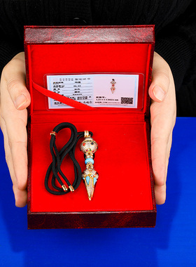 S925纯银金刚降魔杵镶宝石精美吊坠藏传随身吊坠男女款挂件8.5cm