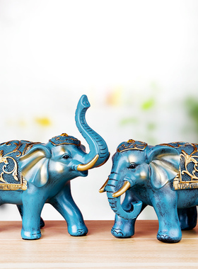 招财大象一对摆件客厅电视柜玄关风水招财象欧式家居饰品结婚礼物