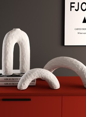 高级感轻奢摆件酒柜样板间电视橱柜高档艺术花瓶现代几何软装饰品