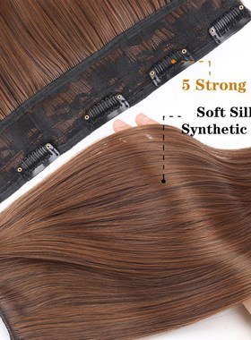 Long Straight Wavy 5 Clips Hair Extensions Synthetic Clip On