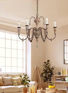 创意美式乡村法式复古木艺吊灯简约客厅餐厅卧室楼梯间复式楼吊灯
