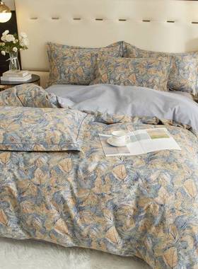 2024新款100棉全棉加厚印花四件套1.5m床单款四件套巴黎春天-兰