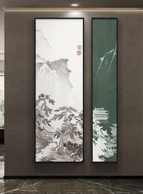 山水画新中式玄关装饰画客厅走廊过道挂画水墨国画入户正对门壁画