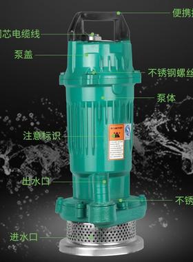 QDX单相潜水泵家用小型清水泵农用灌溉大流量抽水机水井抽水泵