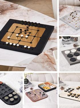 现代创意北欧棋盘装饰摆件客厅样板间售楼处桌面家居摆设工艺品