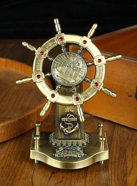 黄铜领航舵一帆风顺船舵办公室桌面创意摆件南海舵手会销礼品
