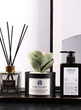 现代简约样板房卫生间浴室柜摆件洗手台套装陶瓷托盘香薰饰品软装