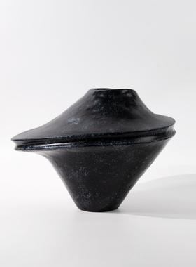 现代新中式复古树脂纹理花器花瓶创意摆件桌面餐桌装饰样板间