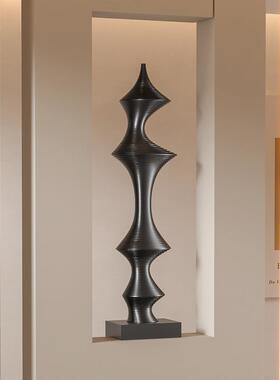 高级感落地艺术摆件螺纹诧寂风雕塑意式展示架玄关立柱装饰品