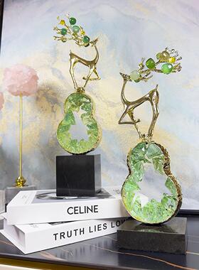 轻奢高档葫芦福禄双全家居饰品鹿摆件礼品电视柜摆件高级感客厅摆