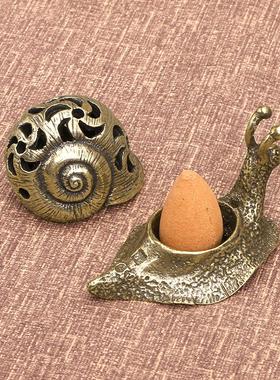 厂家供新款做复旧古铜黄蜗牛香炉CA1042香插摆件创意个性潮直流便