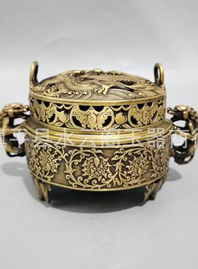 新DF20189-中式创意铜三足炉摆件样板间书房玄室工家香居关软卧装