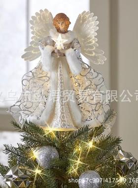 新品树脂工艺发光白衣天使魔法棒天使树脂工艺加布艺工艺结合