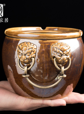 好货招财故宫缸聚宝盆烟灰缸家用客厅车载陶瓷个性摆件创意烟缸