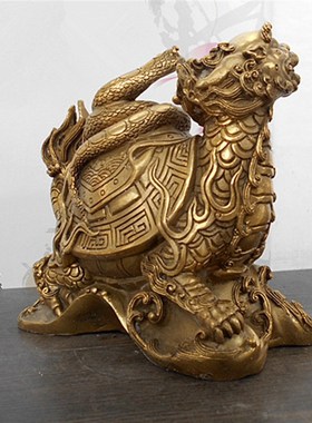 速发纯兽开运金生龟蛇龟纳福玄武神铜龙龟摆件镇宅招财家居