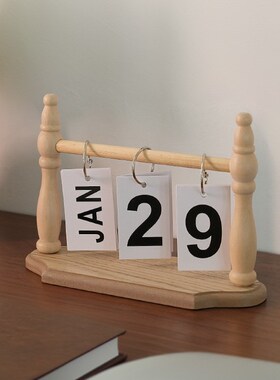 速发复古怀页台历吊牌木质翻旧日历卧室客厅桌面装饰居件家摆好物