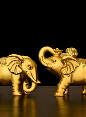 速发铜象摆件铺对吸水大象客厅酒柜家居乔一办公室店迁装饰工艺礼