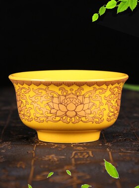 速发供碗 陶瓷供杯杯 供酒碗法会 供水八吉祥杯佛水杯莲花净具
