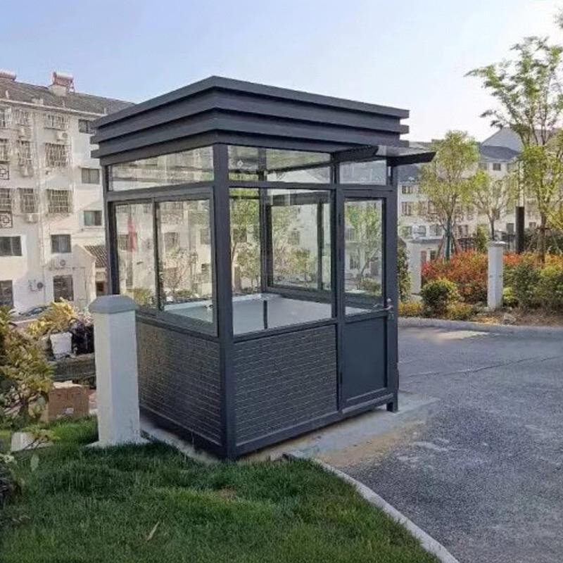 广东广州四柱钢结构岗亭方角保安亭停车场收费亭小区门卫室值班室 - 图0