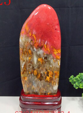 精美奇石巴西七彩水晶原石观赏石红色石头客厅玄关办公室风水摆件