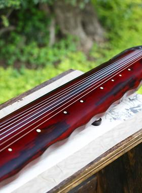 纯生漆落霞式古琴鹿角霜扬州斫制七弦琴演奏收藏老杉木梓木古琴