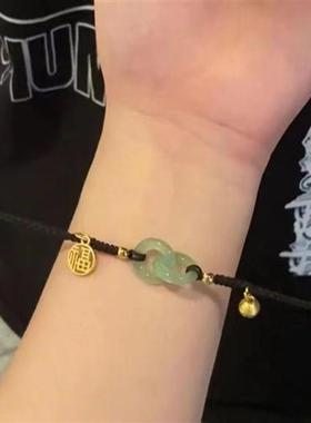 环环相扣手錬手工编织手绳平安扣福牌铃铛手錬送闺蜜女友情侣礼物