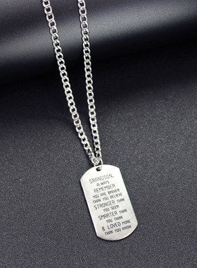 【小文精选青春派】复古潮酷钛钢项链男女嘻哈个性方牌十字架吊坠