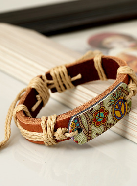 【小文精选青春派】手錬花卉情侣欧美手串小众设计扣街头编织