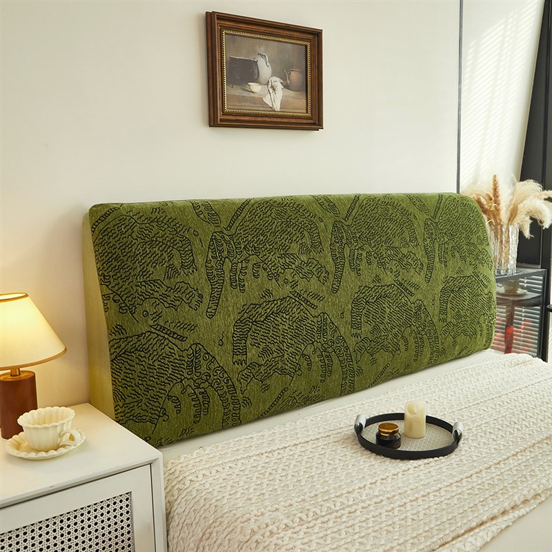 2025新款中古风加厚雪尼尔床头罩双面可用布艺木板床皮床弹力 - 图1