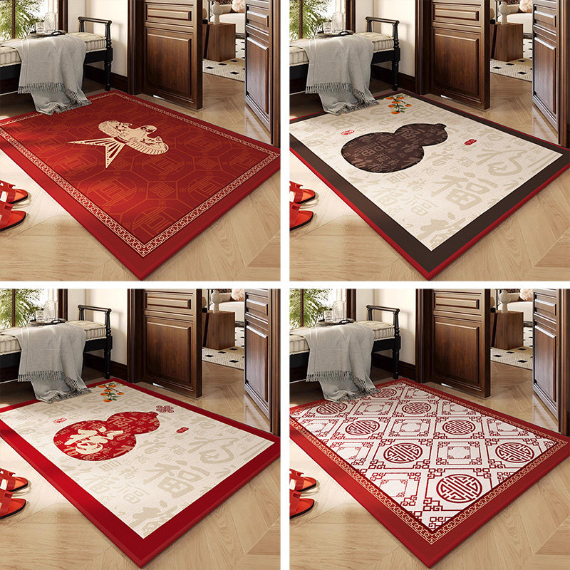 New Chinese style red floor mat entrance door mat Hulu Baifu entrance door non-slip foot mat entrance carpet mat festive