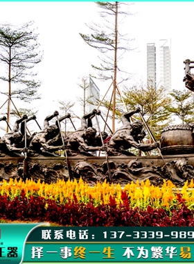 极速大型公园广场的雕塑定制民族龙舟划船人物雕像玻璃钢铸铜艺术