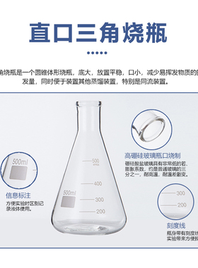 标口三角烧瓶100ml/250ml/500ml/1000ml磨口三角瓶锥形瓶耐高温厚